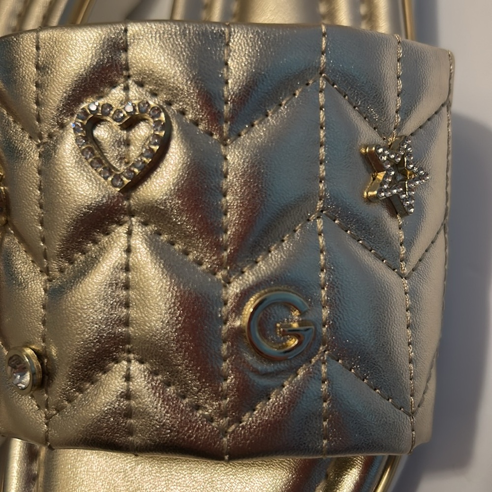 GBG Los Angeles Metallic Gold Quilted Sandals - Picture 8 of 16